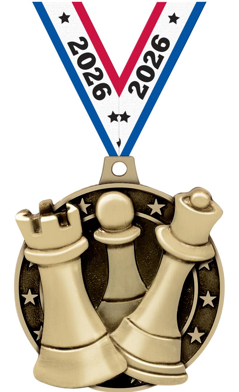2" 3D CHESS MEDAL GOLD