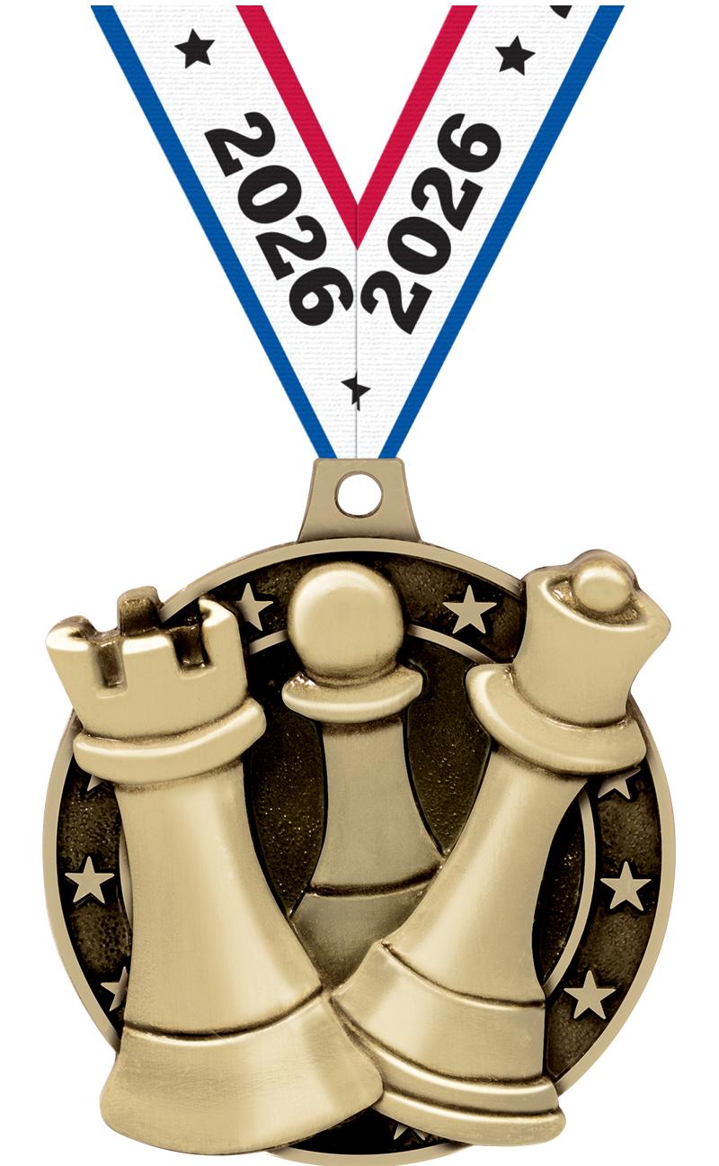 2" 3D CHESS MEDAL GOLD