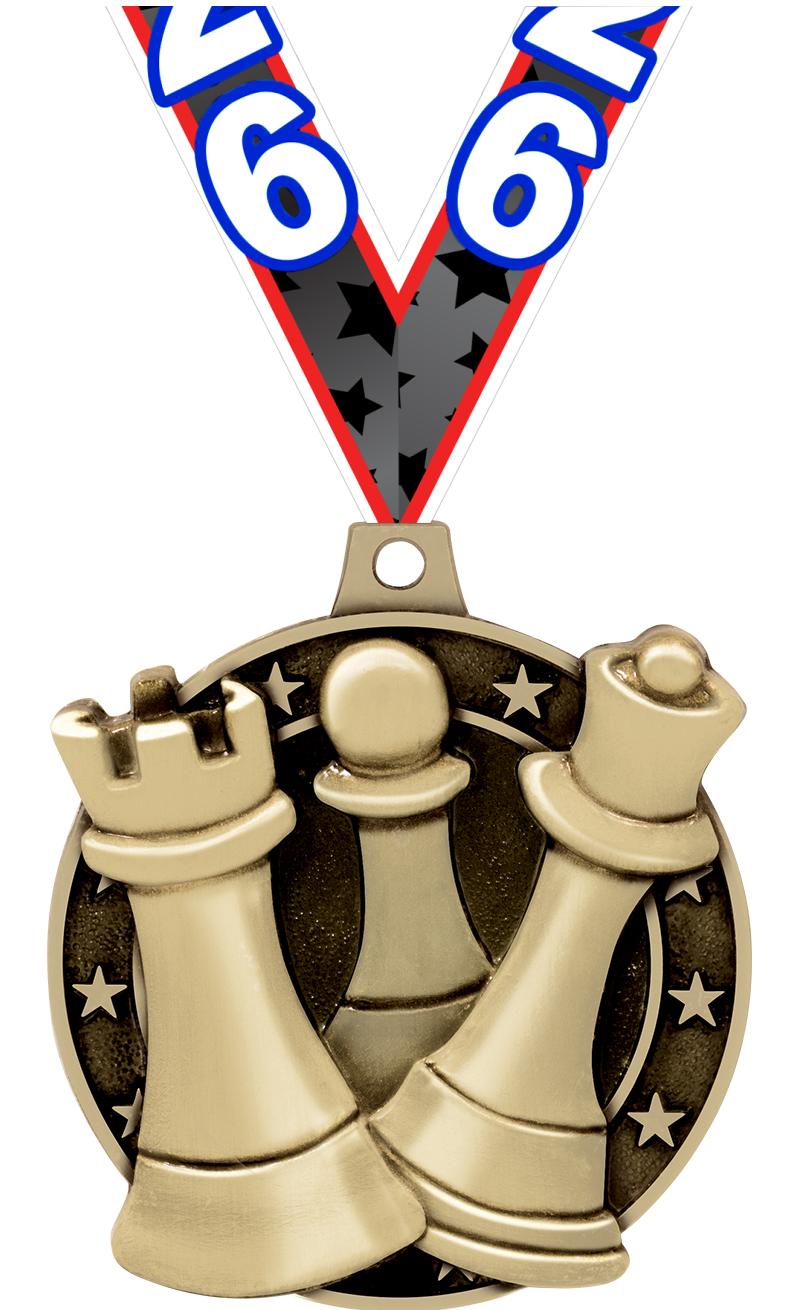 2" 3D CHESS MEDAL GOLD
