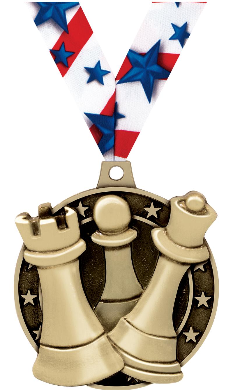 2" 3D CHESS MEDAL GOLD