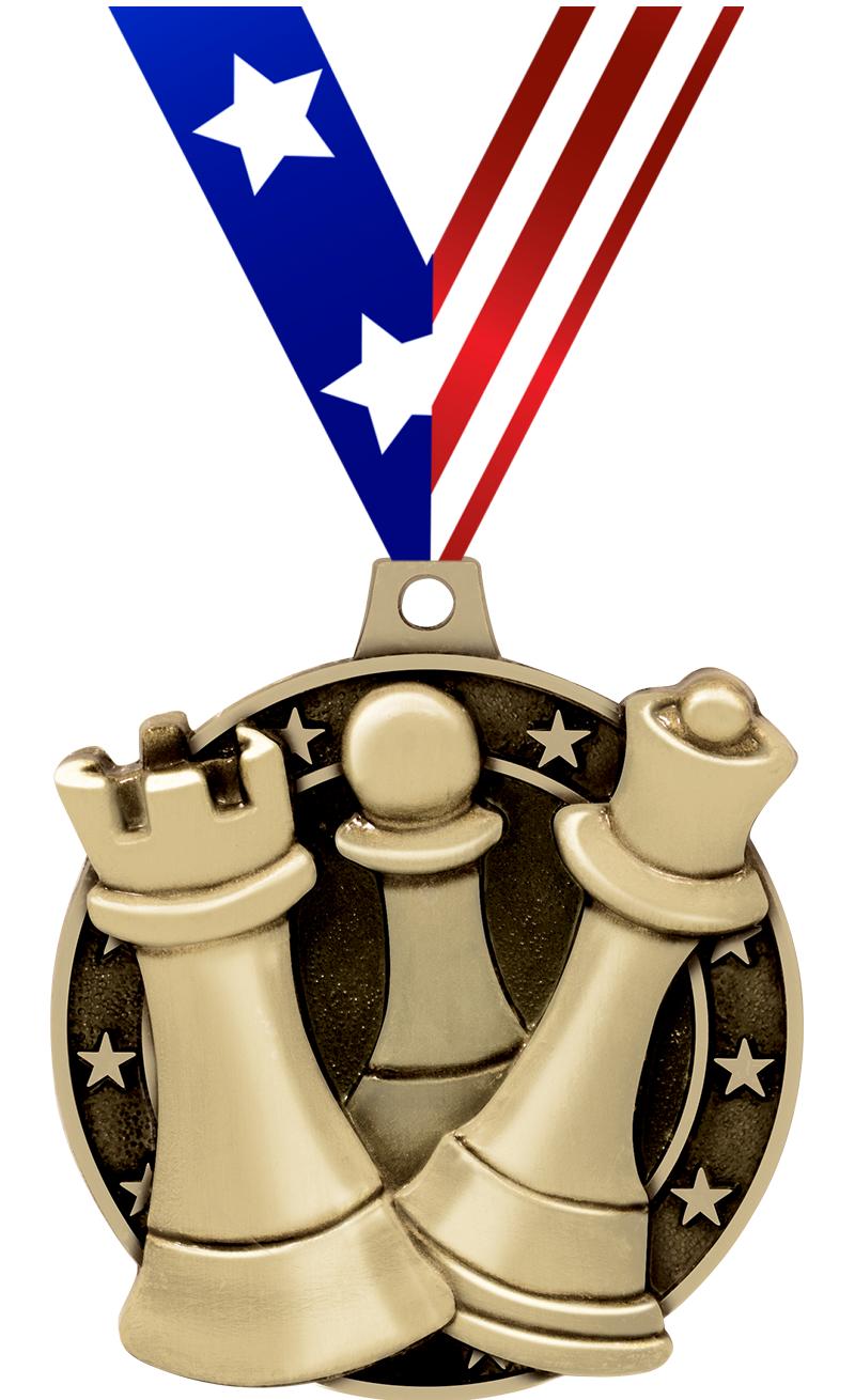 2" 3D CHESS MEDAL GOLD