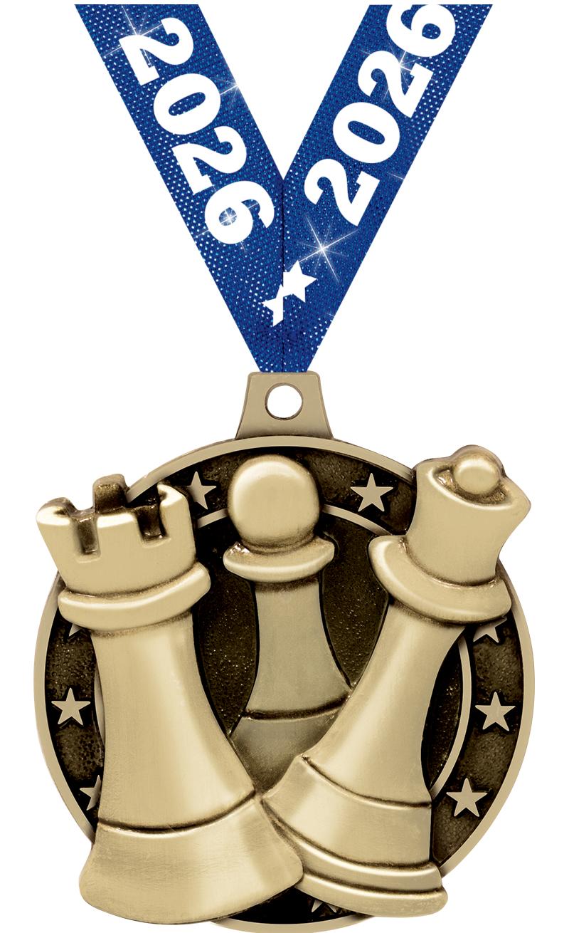 2" 3D CHESS MEDAL GOLD