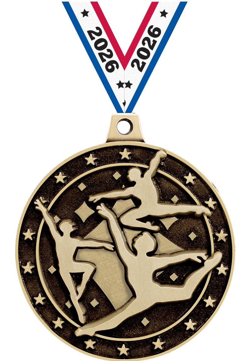 2" 3D MALE DANCE MEDAL GOLD