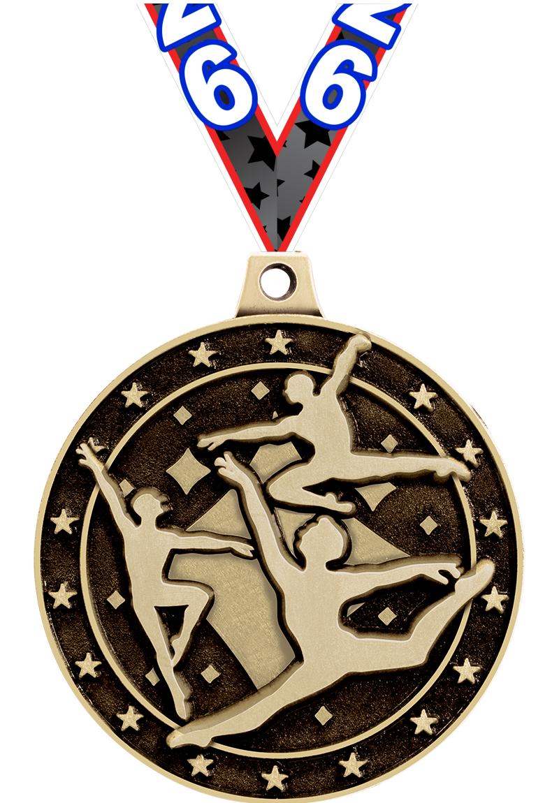 2" 3D MALE DANCE MEDAL GOLD