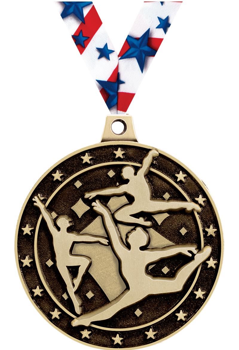 2" 3D MALE DANCE MEDAL GOLD