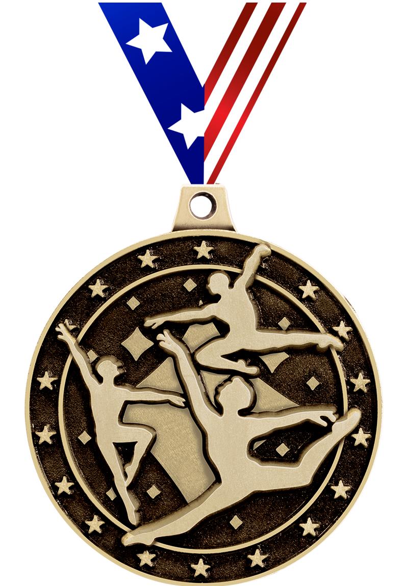 2" 3D MALE DANCE MEDAL GOLD