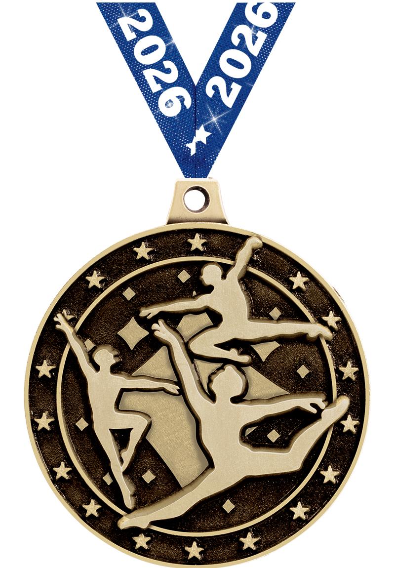 2" 3D MALE DANCE MEDAL GOLD