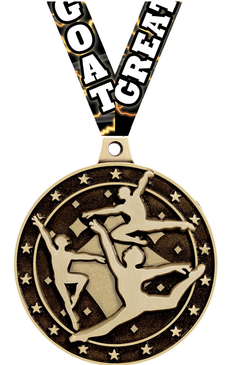 2" 3D MALE DANCE MEDAL GOLD
