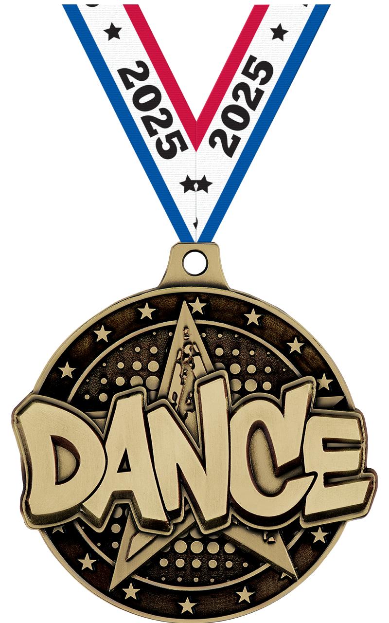 2" 3D DANCE STAR MEDAL GOLD