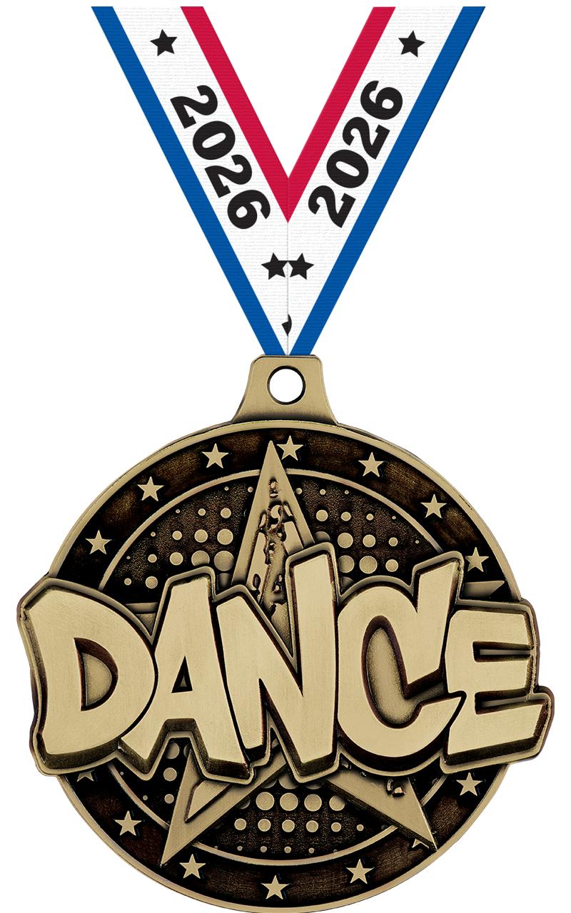 2" 3D DANCE STAR MEDAL GOLD