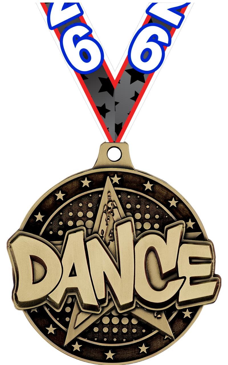 2" 3D DANCE STAR MEDAL GOLD