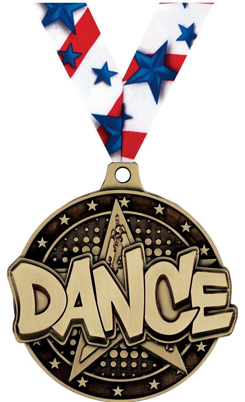 2" 3D DANCE STAR MEDAL GOLD