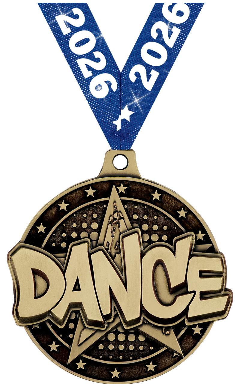 2" 3D DANCE STAR MEDAL GOLD
