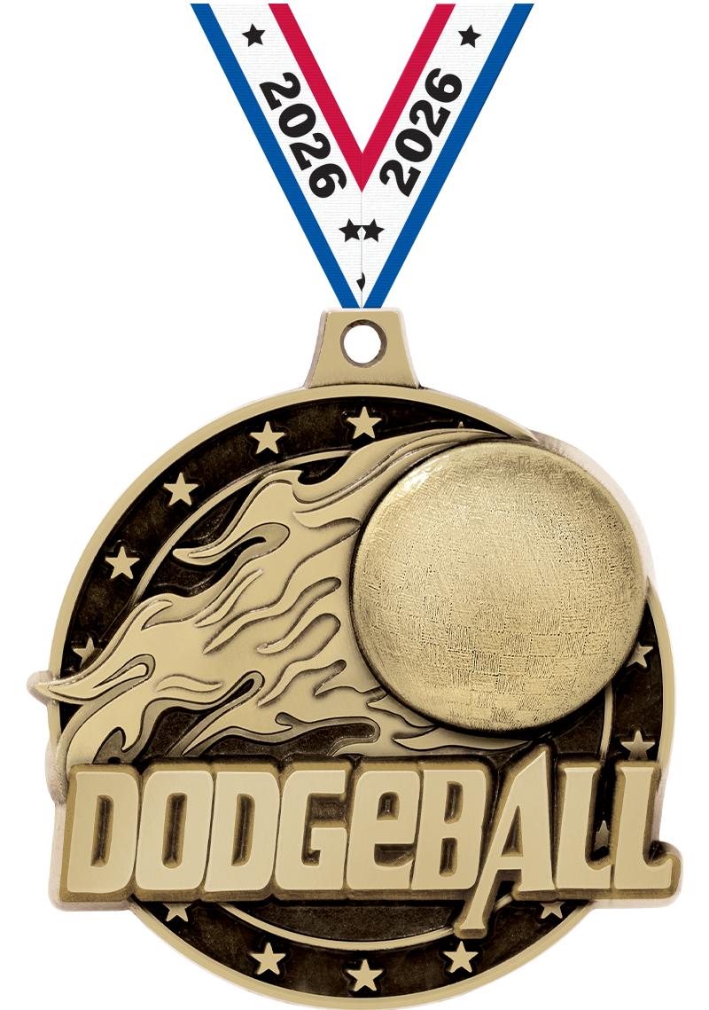2" 3D DODGEBALL MEDAL GOLD