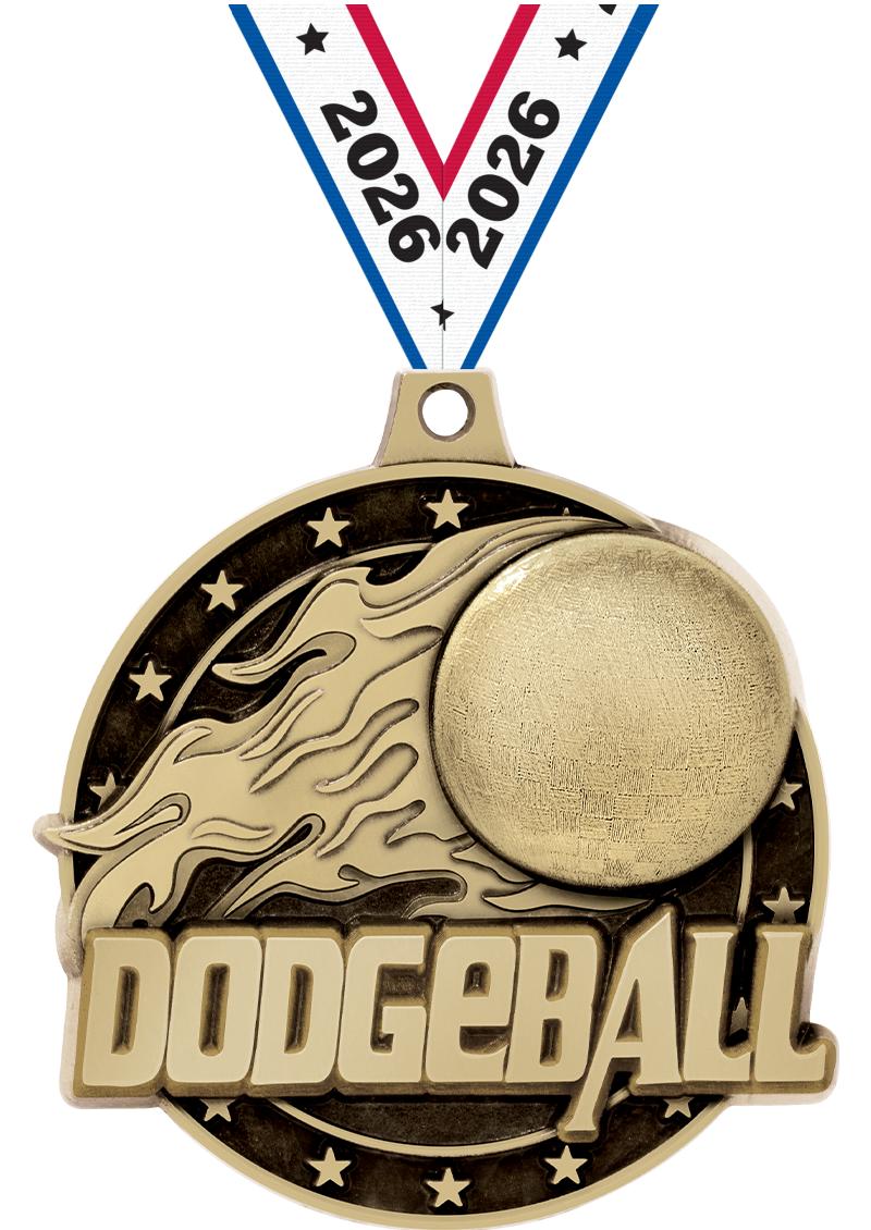 2" 3D DODGEBALL MEDAL GOLD