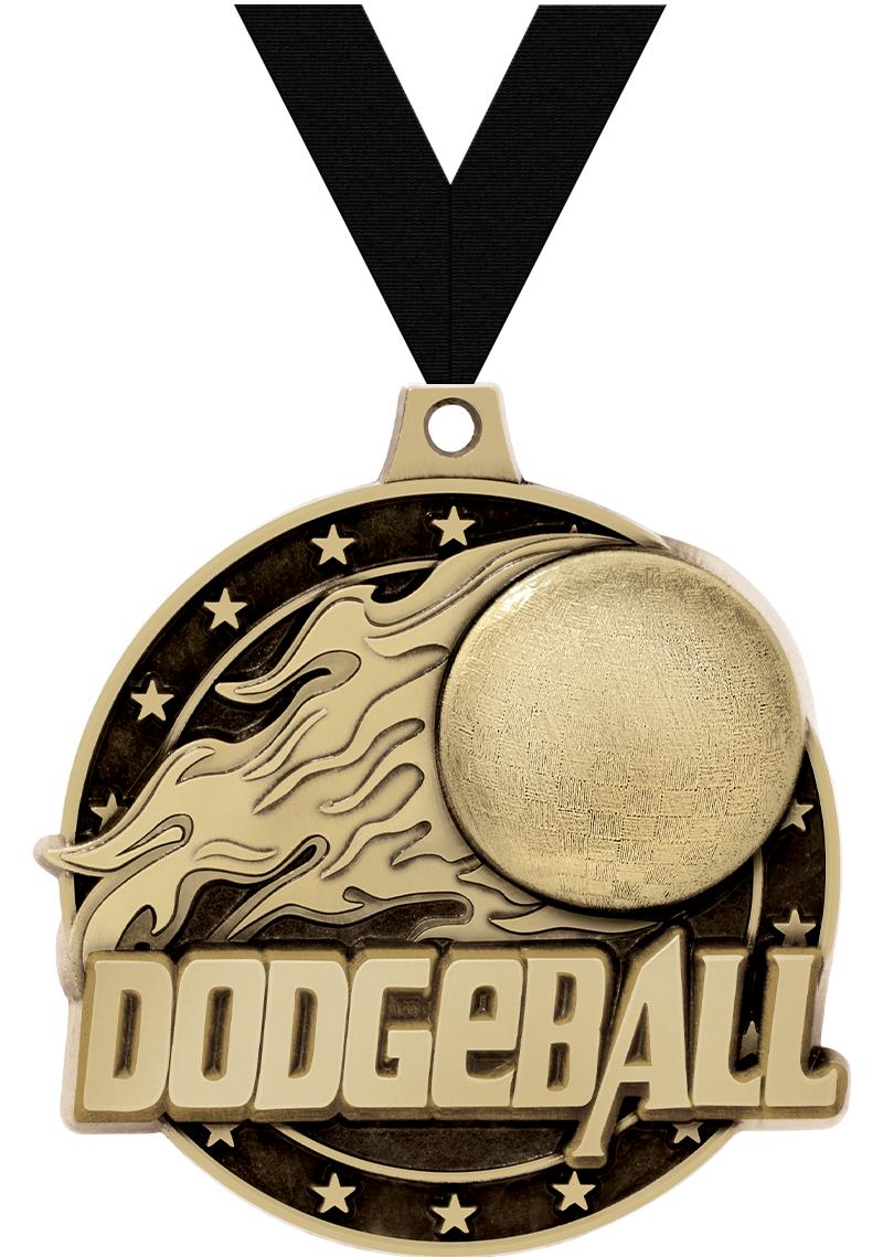 2" 3D DODGEBALL MEDAL GOLD