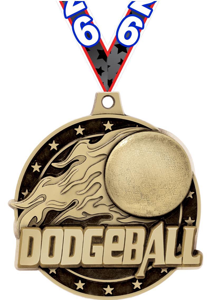 2" 3D DODGEBALL MEDAL GOLD