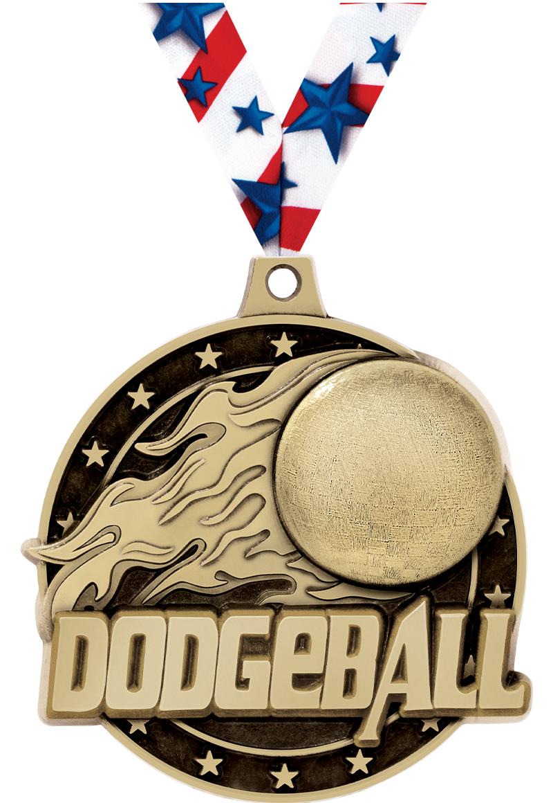 2" 3D DODGEBALL MEDAL GOLD