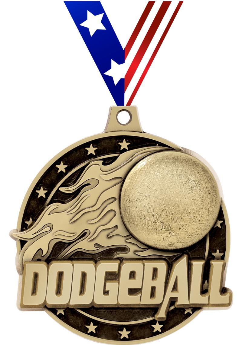 2" 3D DODGEBALL MEDAL GOLD