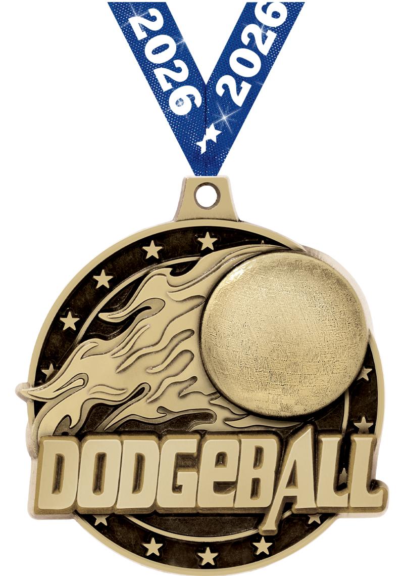 2" 3D DODGEBALL MEDAL GOLD