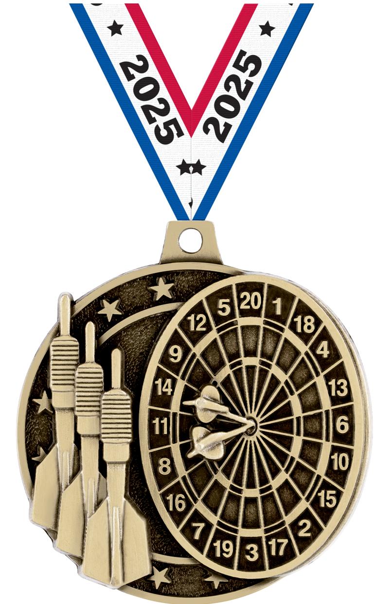 2" 3D DART MEDAL GOLD