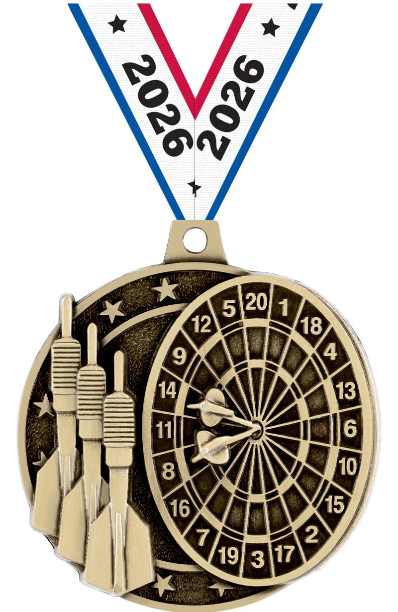 2" 3D DART MEDAL GOLD