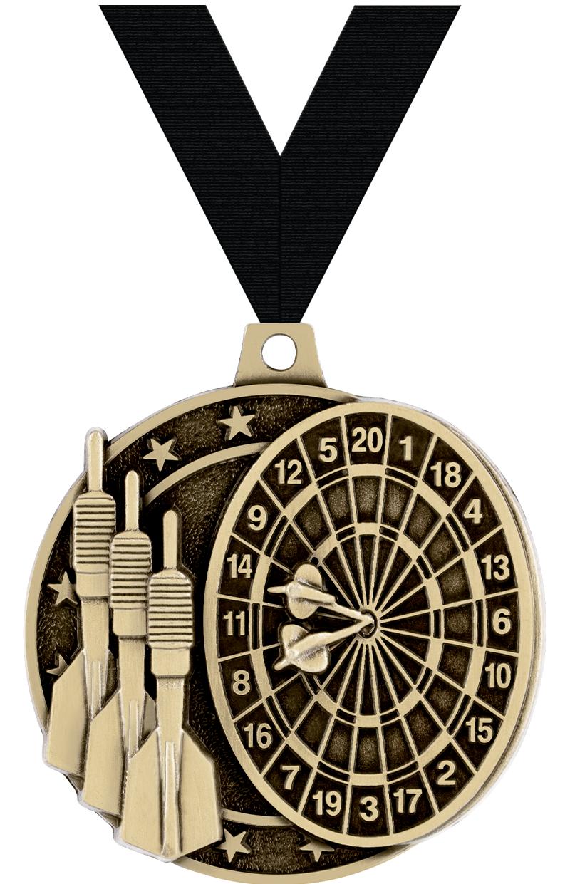 2" 3D DART MEDAL GOLD