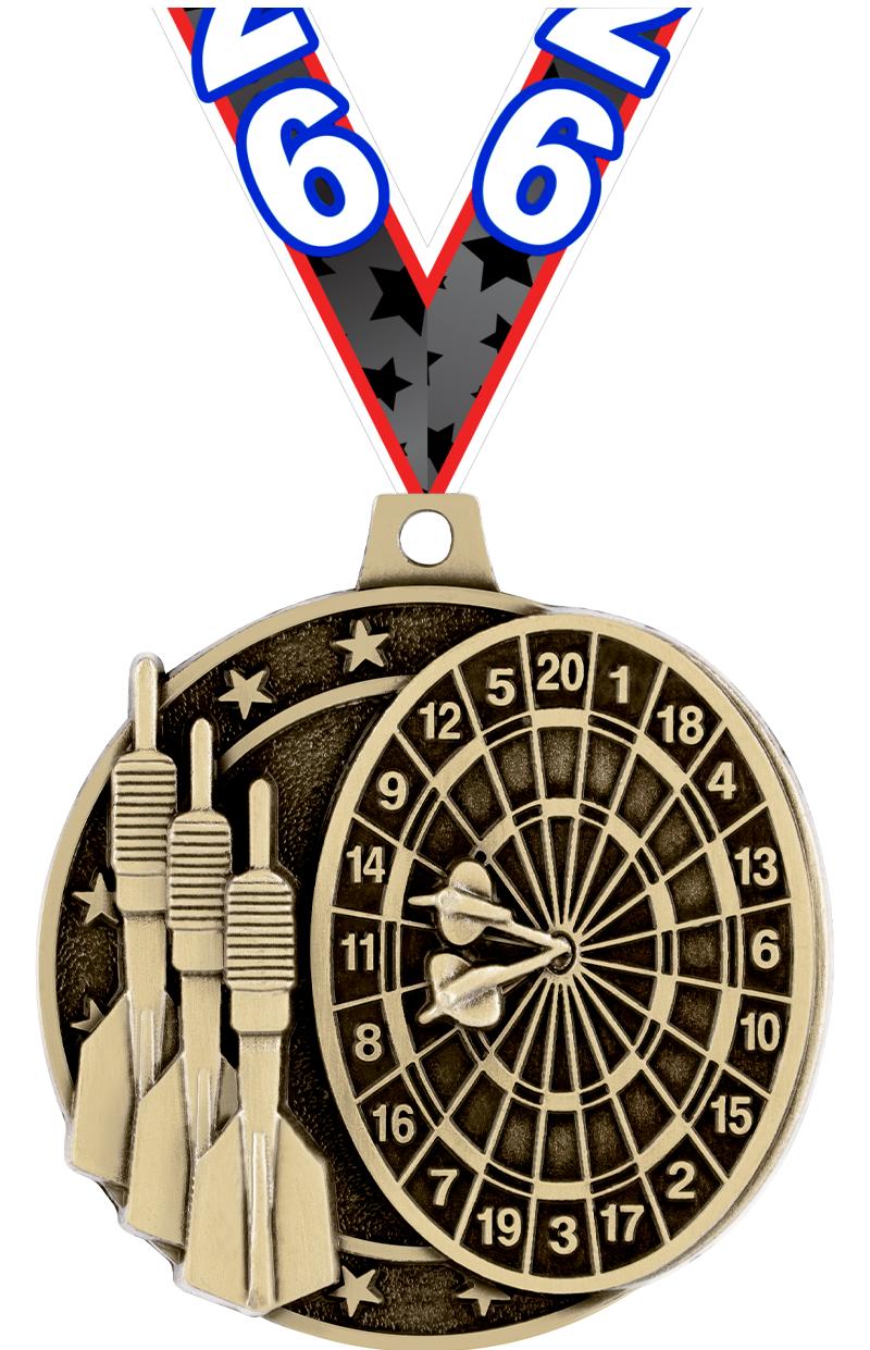 2" 3D DART MEDAL GOLD