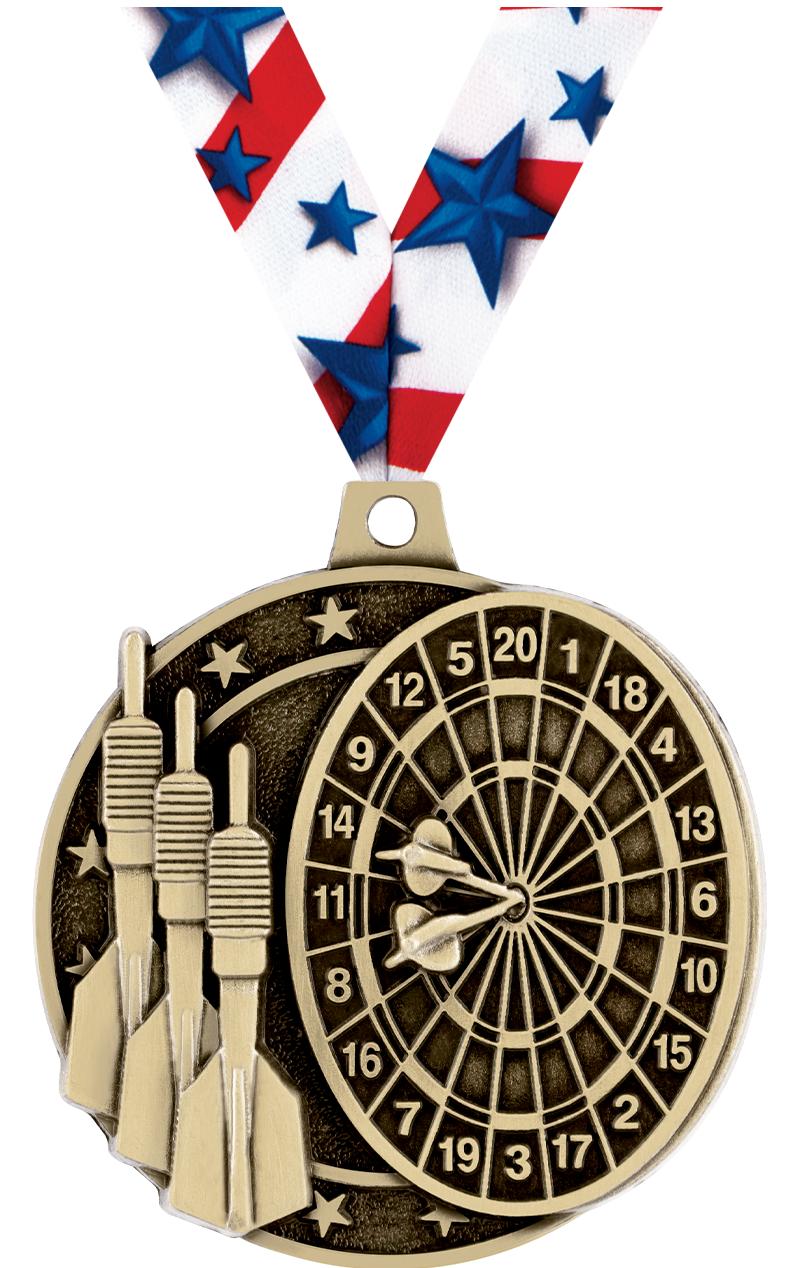 2" 3D DART MEDAL GOLD