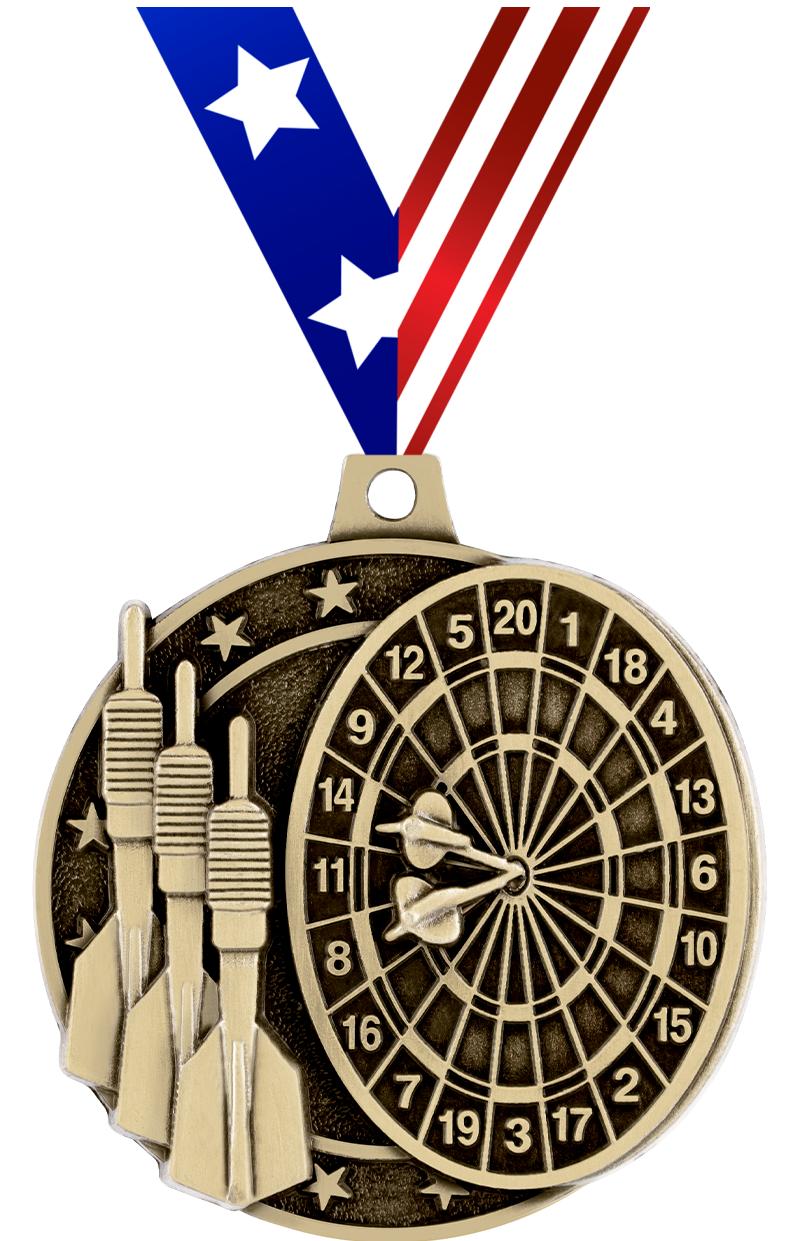 2" 3D DART MEDAL GOLD