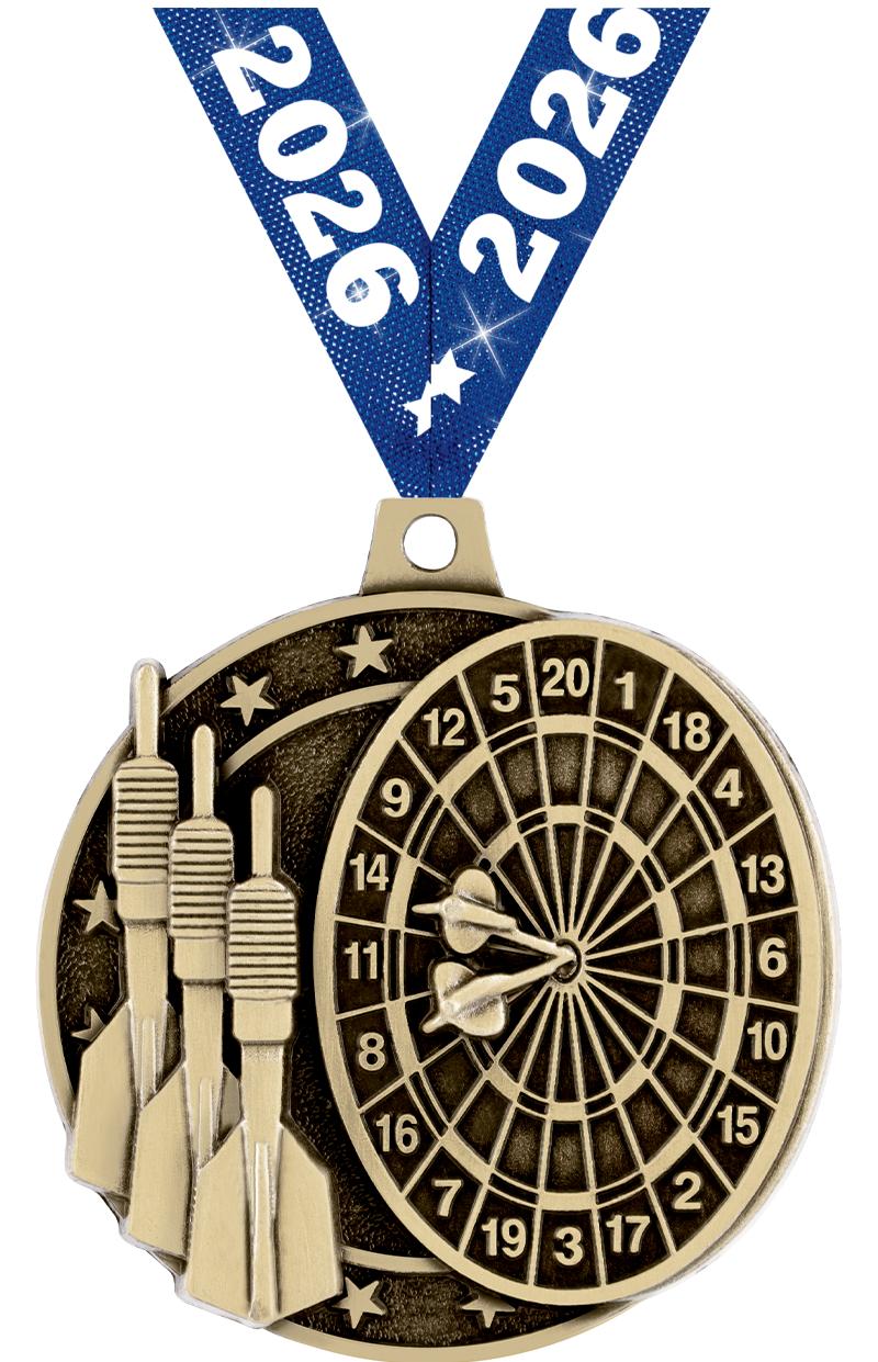 2" 3D DART MEDAL GOLD