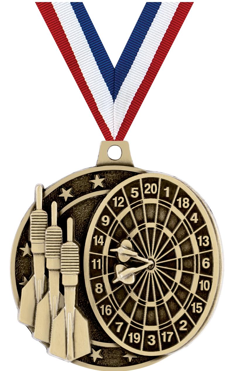 2" 3D DART MEDAL GOLD