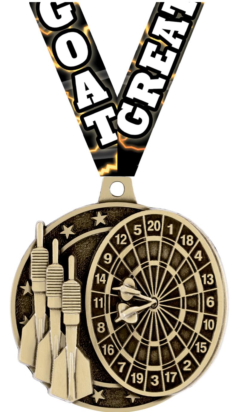 2" 3D DART MEDAL GOLD