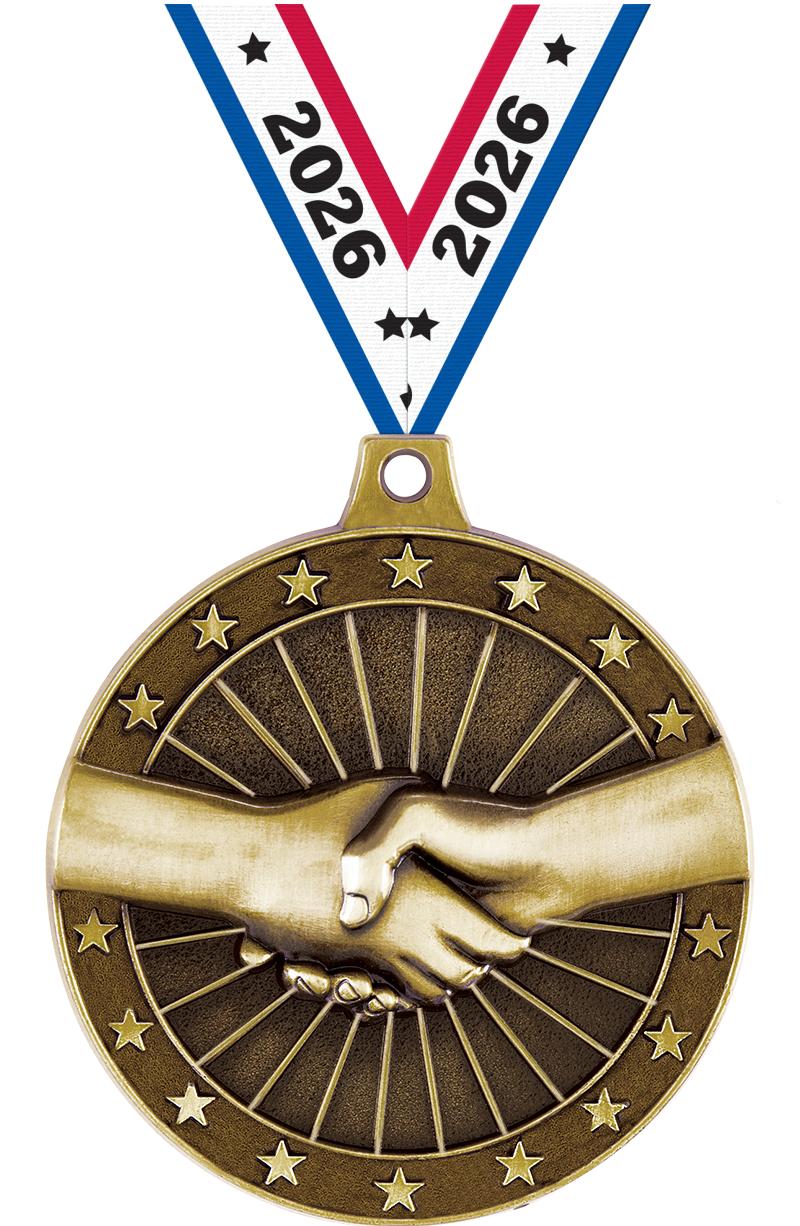 2" 3D HANDSHAKE GOLD MEDAL