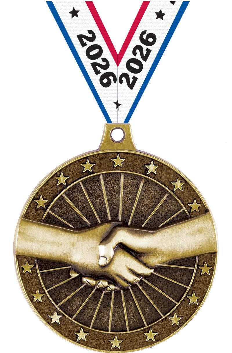 2" 3D HANDSHAKE GOLD MEDAL
