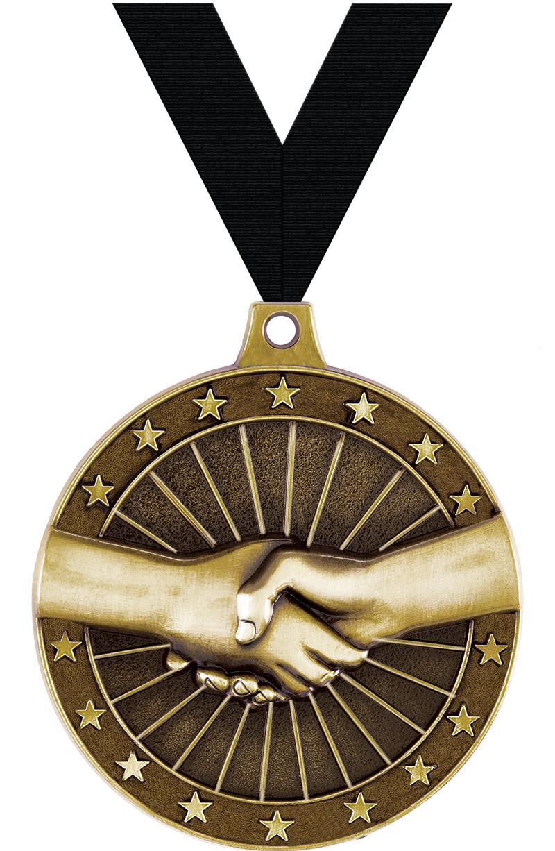2" 3D HANDSHAKE GOLD MEDAL
