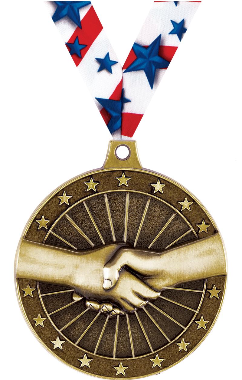 2" 3D HANDSHAKE GOLD MEDAL