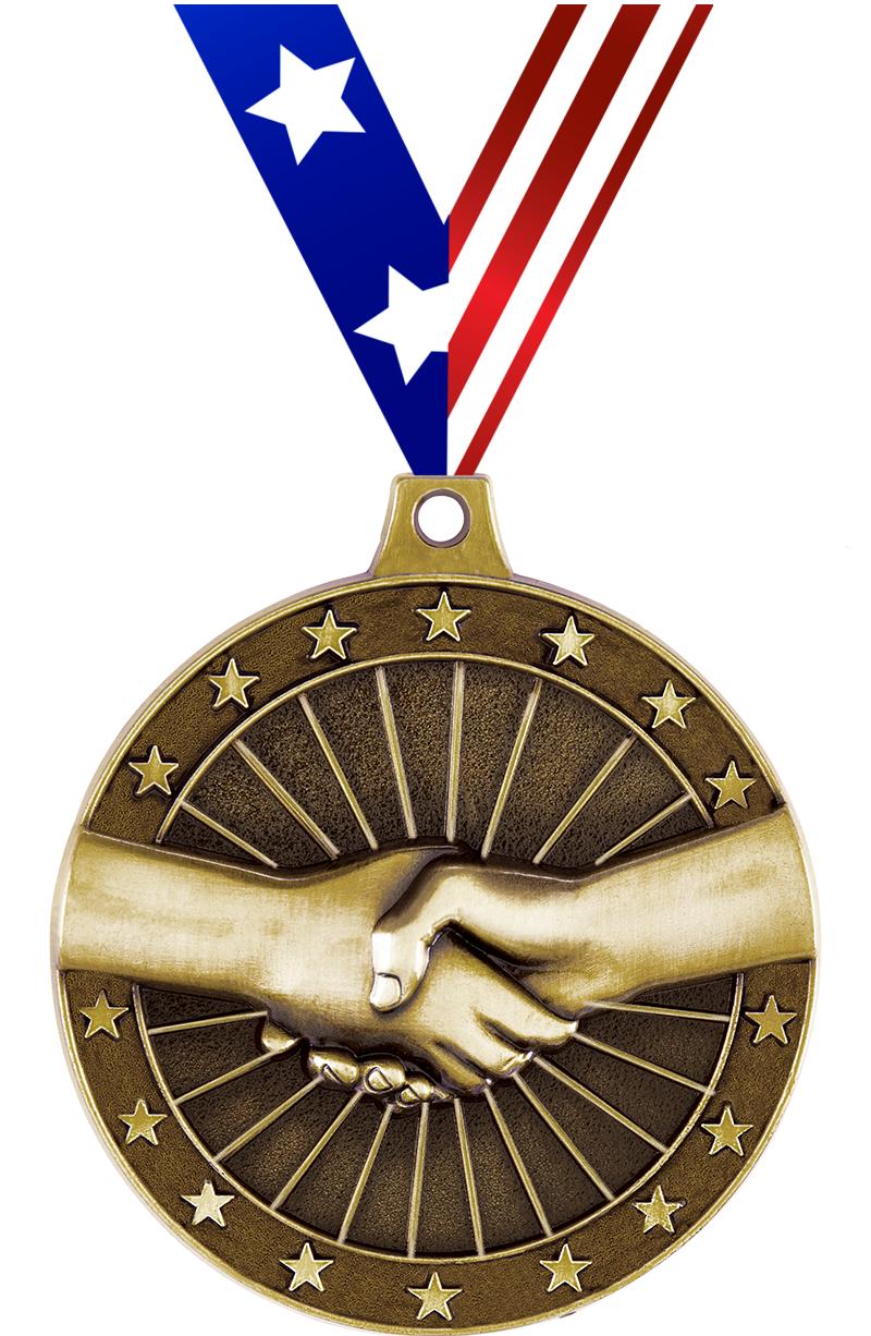 2" 3D HANDSHAKE GOLD MEDAL