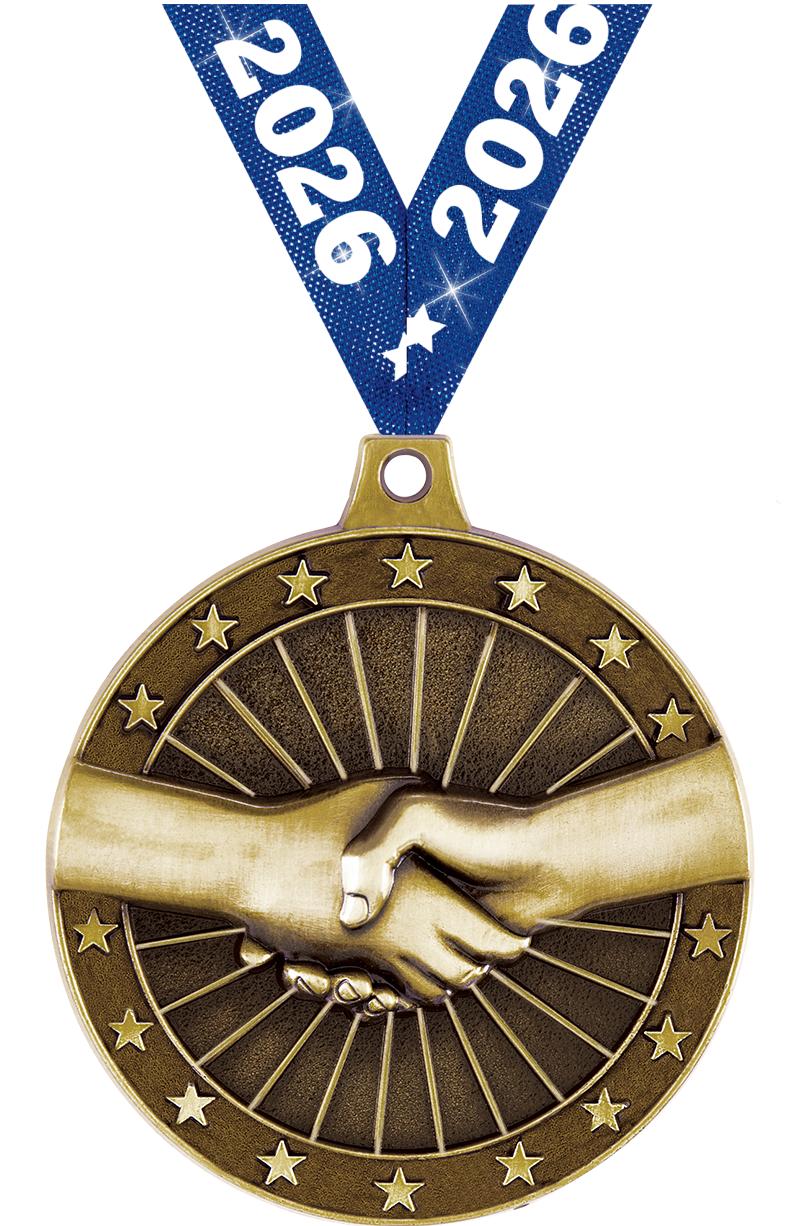 2" 3D HANDSHAKE GOLD MEDAL
