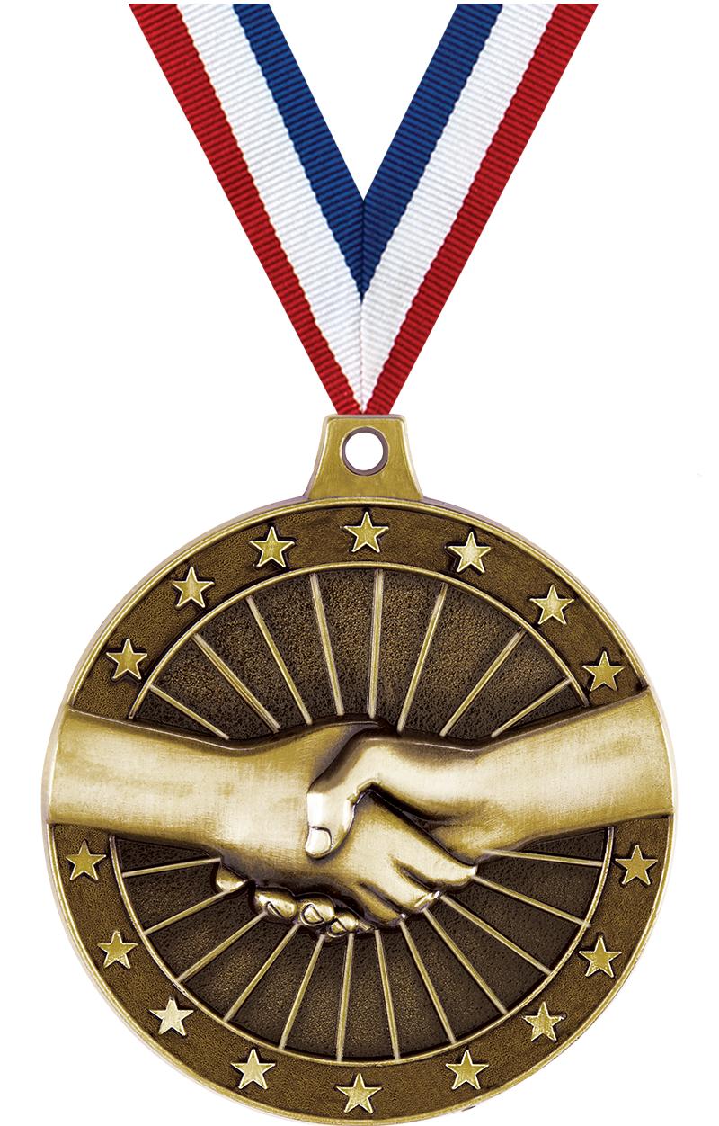2" 3D HANDSHAKE GOLD MEDAL