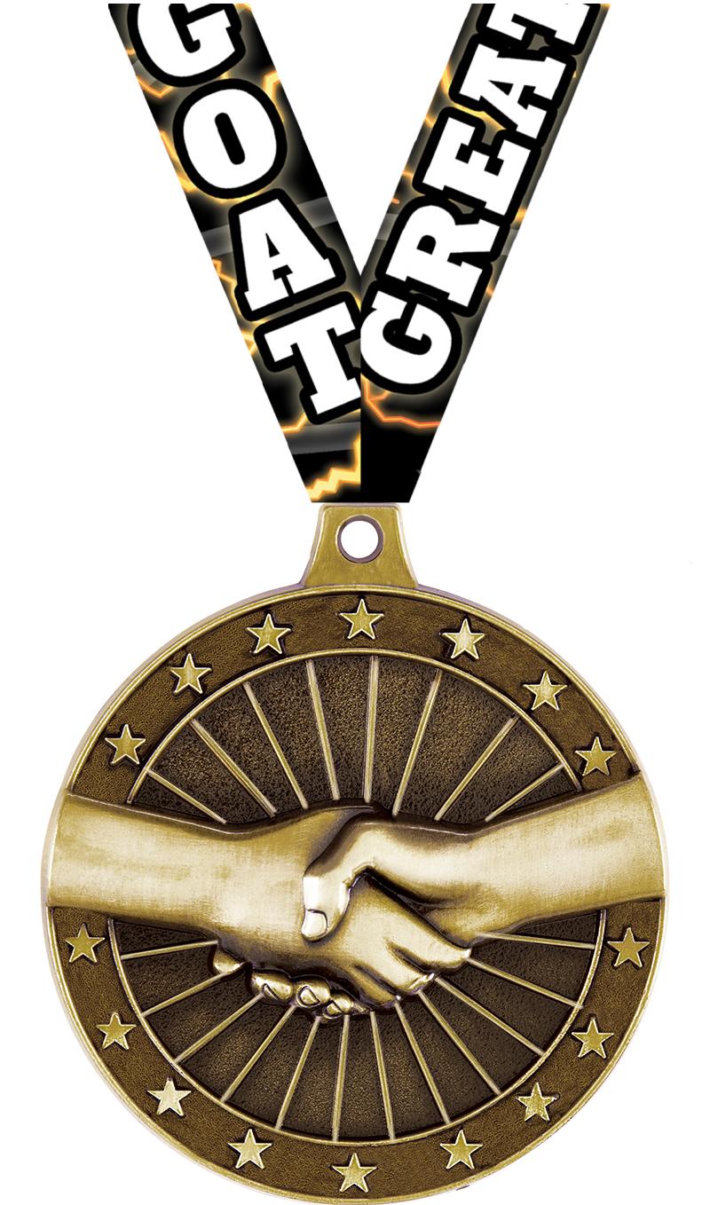 2" 3D HANDSHAKE GOLD MEDAL