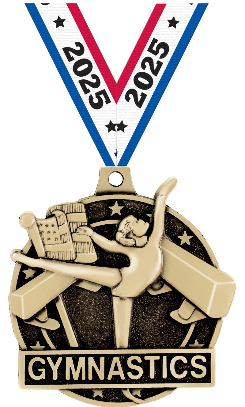 2" 3D FEMALE GYM MEDAL GOLD