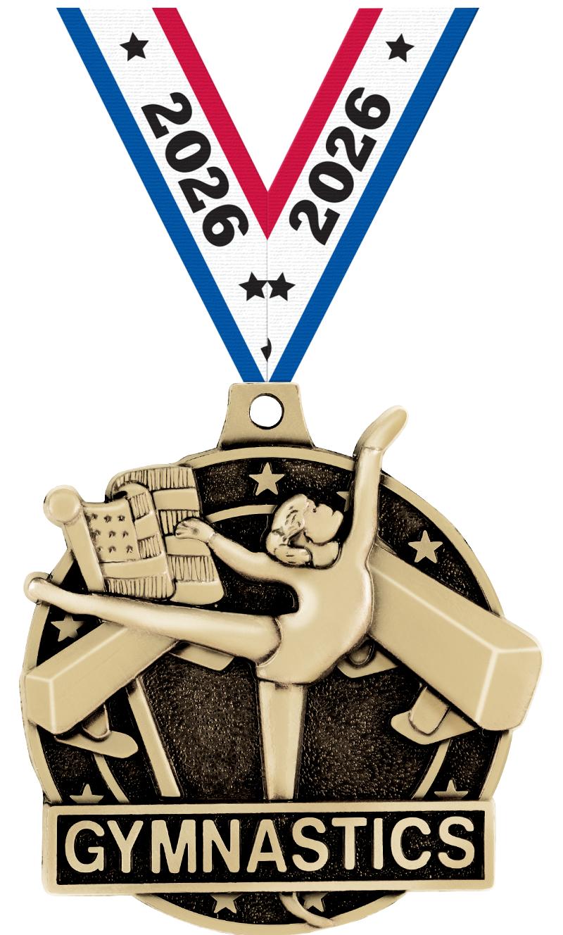 2" 3D FEMALE GYM MEDAL GOLD