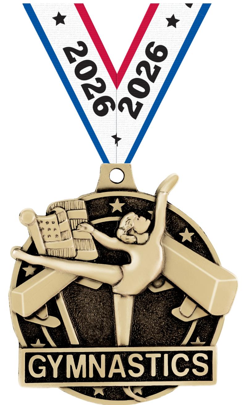 2" 3D FEMALE GYM MEDAL GOLD