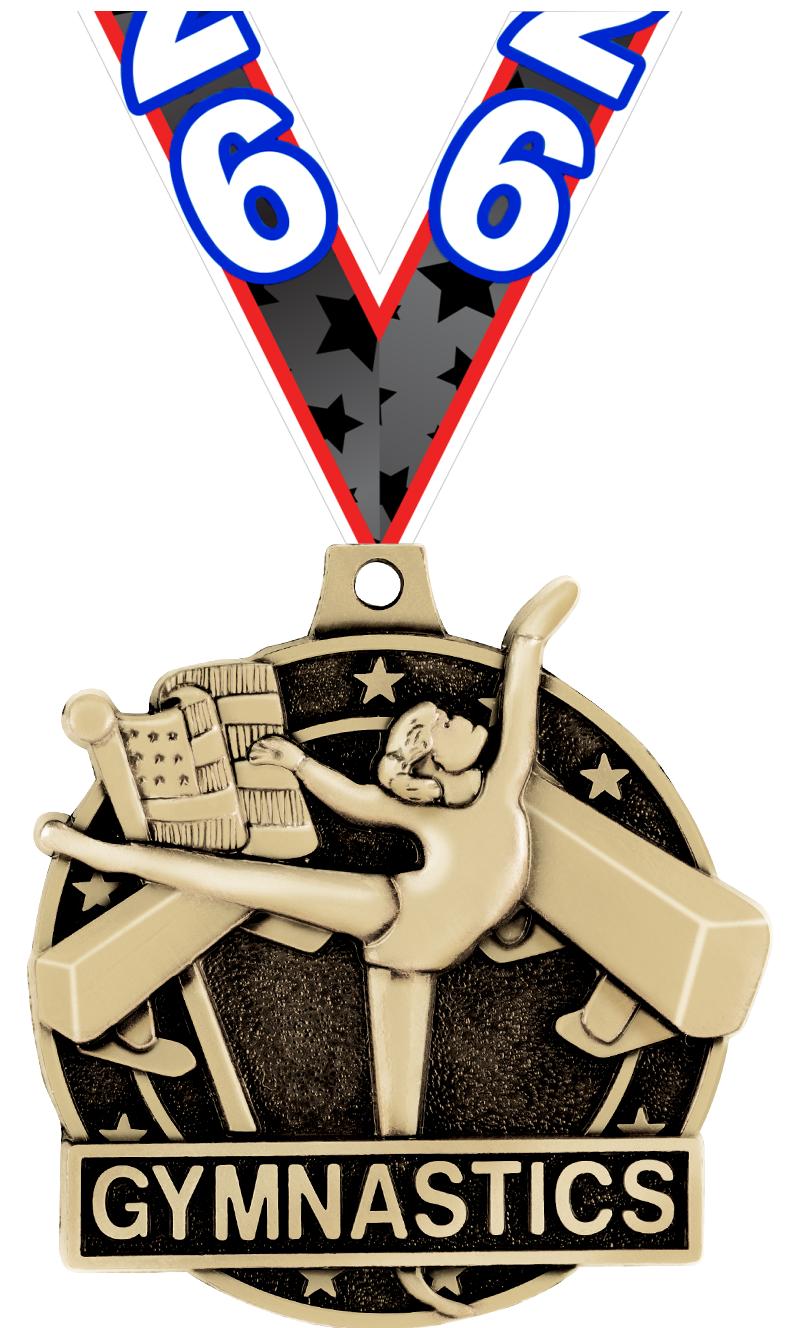 2" 3D FEMALE GYM MEDAL GOLD