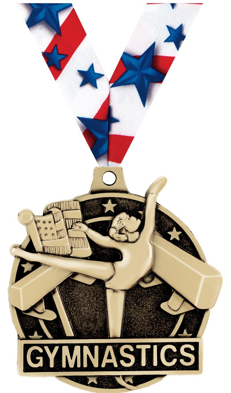 2" 3D FEMALE GYM MEDAL GOLD