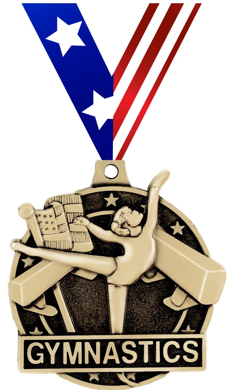 2" 3D FEMALE GYM MEDAL GOLD