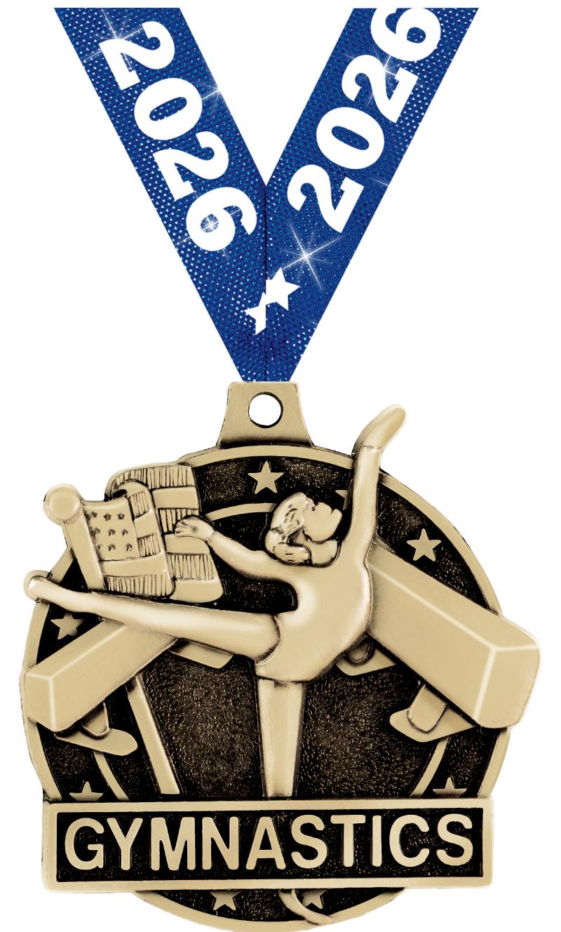 2" 3D FEMALE GYM MEDAL GOLD