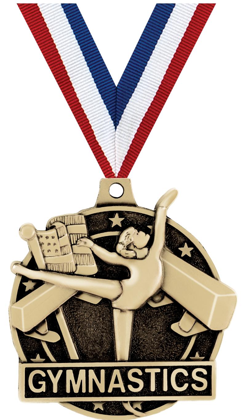 2" 3D FEMALE GYM MEDAL GOLD