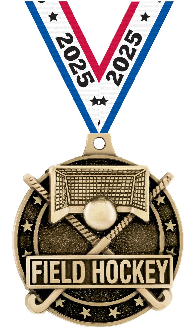2" 3D FIELD HOCKEY MEDAL GOLD